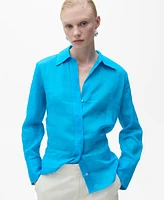 Mango Women's Regular Ramie Shirt