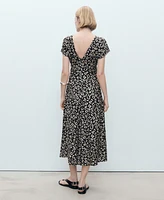 Mango Women's Frayed Ends Leopard Print Dress