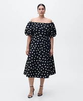 Mango Women's Strapless Polka Dot Dress