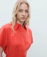 Mango Women's Flared Belted Midi Dress