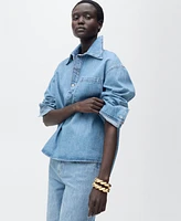 Mango Women's Pocket Denim Blouse