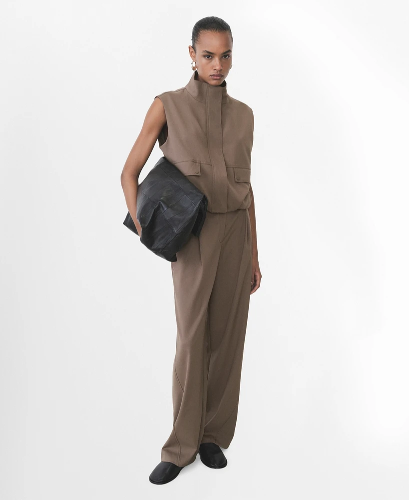 Mango Women's Pocketed Oversized Gilet Coat