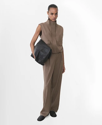 Mango Women's Pocketed Oversized Gilet Coat