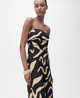 Mango Women's Printed Strapless Jumpsuit