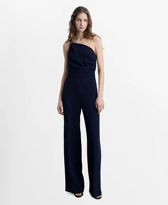 Mango Women's Metallic Detail Asymmetrical Jumpsuit