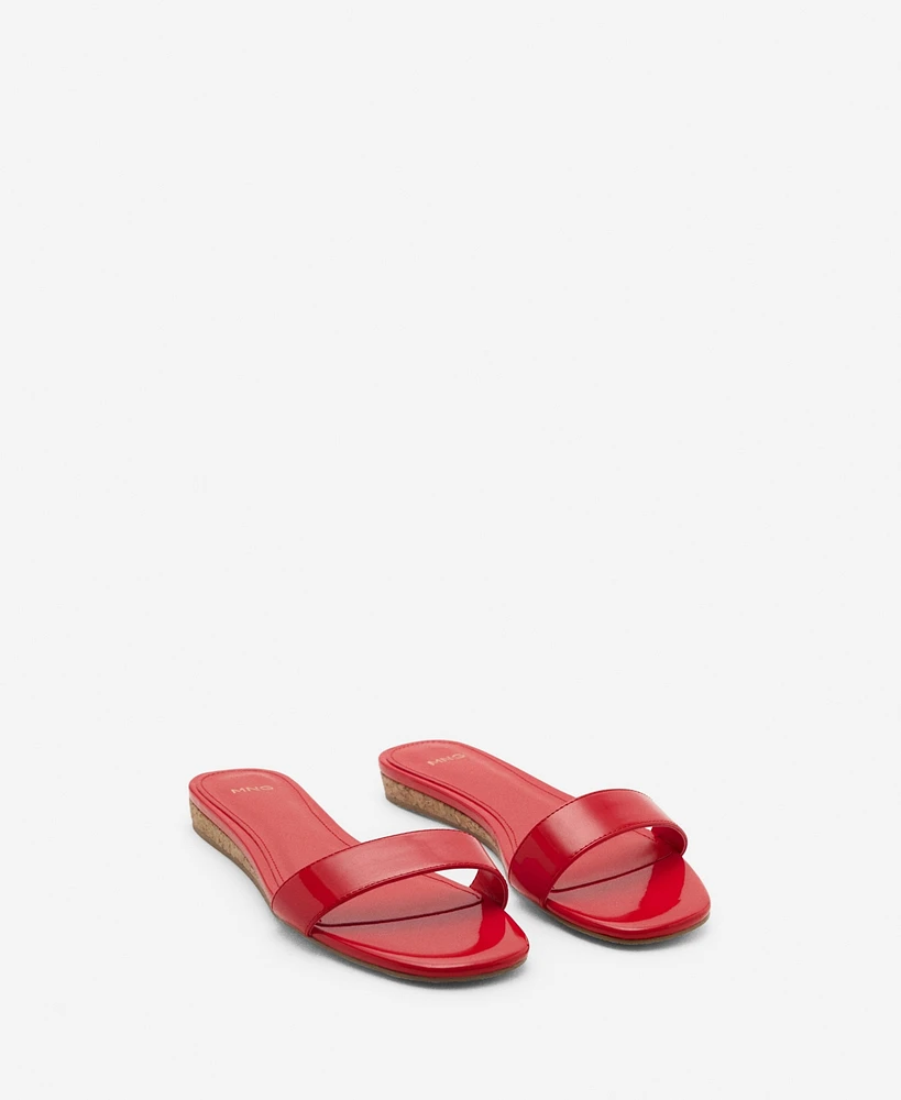 Mango Women's Patent Leather Effect Flat Sandals