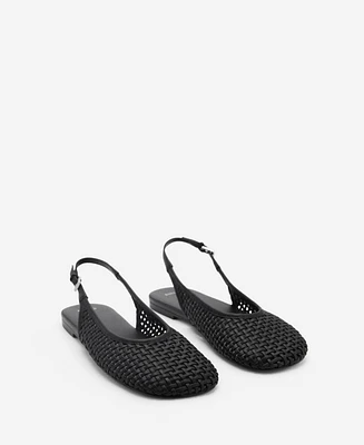 Mango Women's Braided Leather Effect Shoes