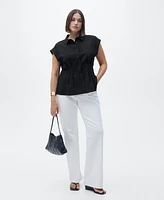 Mango Women's Short Sleeve Pleated Shirt