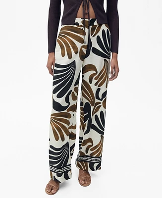 Mango Women's Abstract Print Wide Leg Pants