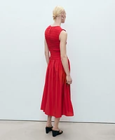 Mango Women's Gathered Body Flared Dress