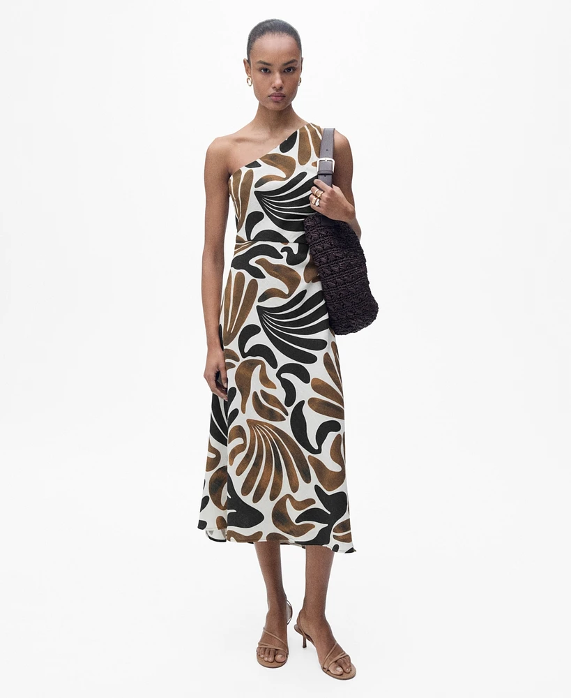Mango Women's Abstract Leaf Print Dress