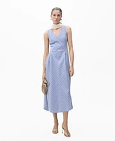 Mango Women's Striped Flared Midi Dress