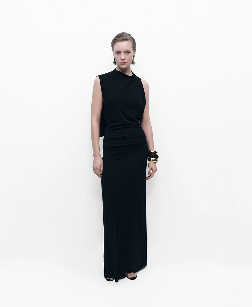 Mango Women's Side Slit Draped Dress