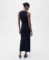 Mango Women's Lapel Knitted Midi Dress