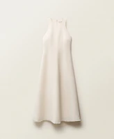 Mango Women's Frayed Hem Linen Dress