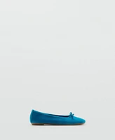 Mango Women's Bow Suede Ballerinas Shoes