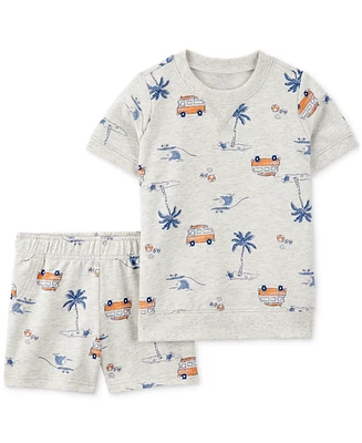 Carter's Toddler Boys Beach-Print T-Shirt & Shorts, 2 Piece Set