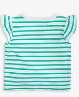 First Impressions Baby Girls Flamingo Graphic Striped Flutter-Sleeve T-Shirt, Exclusively at Macy's
