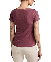 Lucky Brand Women's Cotton Cutwork Henley Tee