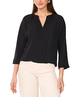 Vince Camuto Women's V-Neck Pleated-Front-Panel 3/4-Sleeve Top