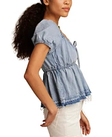 Lucky Brand Women's Square-Neck Blouson-Sleeve Top