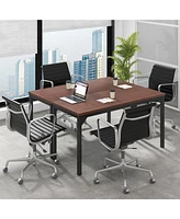 55 Inch Conference Table with Heavy-duty Metal Frame-Brown