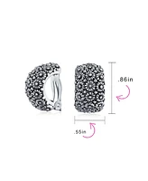 Bling Jewelry Set of 2 Sunflower Wide Half Hoop Clip-On Earrings for Non-Pierced Gold Plated