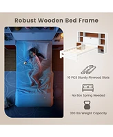 Bed Frame with Storage Headboard and Nightstands-Twin Size