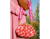 Arnoldi Daisy Hand-beaded Clutch Bag In Pink & Red
