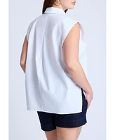 Eloquii Plus Strong Shoulder Collared Top