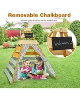 Triangle Hideaway Playhouse with Removable Chalkboard for Indoor and Outdoor