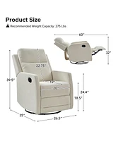 Coral Modern Ergonomic Swivel Rocker Manual Recliner