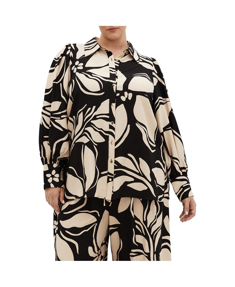 City Chic Plus Rosabella Print Shirt