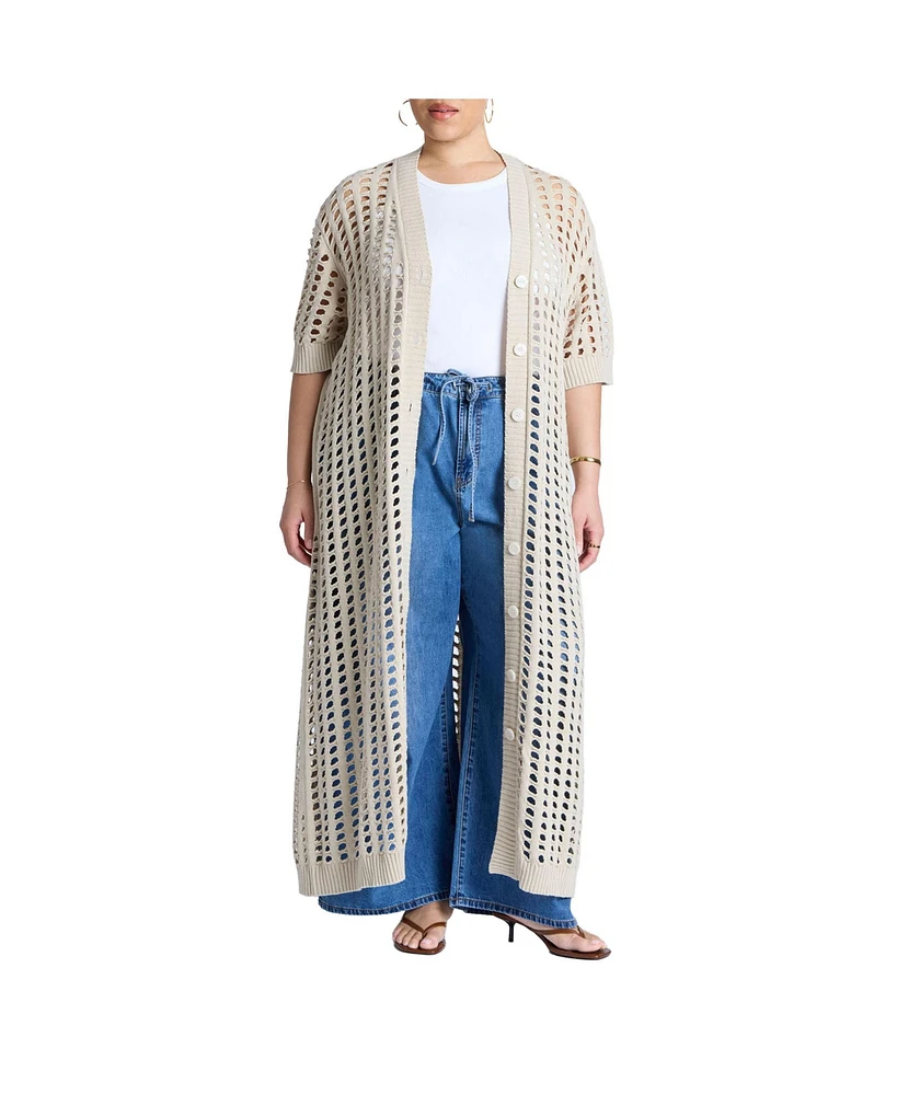 Eloquii Plus Open Stitch Cardigan Duster
