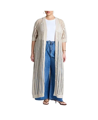 Eloquii Plus Open Stitch Cardigan Duster
