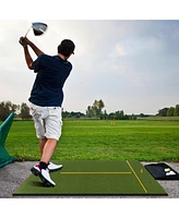 Artificial Turf Mat for Indoor and Outdoor Golf Practice Includes 2 Rubber Tees and 2 Alignment Sticks-20mm