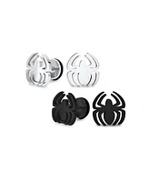 Bling Jewelry Set of 2 Black Widow Spider Ear Plug Illusion Stud Earrings Surgical Steel 16G