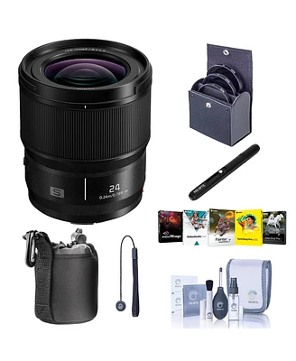 Panasonic Lumix S 24mm f/1.8 Lens for L Mount, Bundle with Pc Software Kit, 67mm Filter Kit, Pouch, Lens Cleaner, Cleaning Kit, Lens Cap Tether