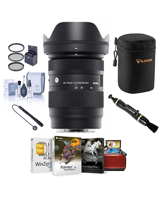 Sigma 28-70mm f/2.8 Dg Dn Contemporary Lens for L Mount, Bundle with Corel Mac Software Suite, 67mm Filter Kit, Lens Pouch, Lens Cleaner, Cleaning Kit