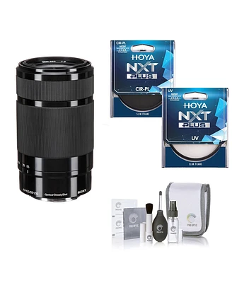 Sony E 55-210mm f/4.5-6.3 Oss Lens for Sony E, Black, Bundle with Hoya 49mm Uv+Cpl Filter Kit, Cleaning Kit