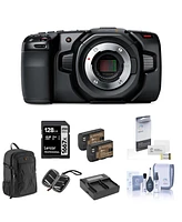 Blackmagic Design Blackmagic Design Pocket Cinema Camera 4K, Bundle, 2x Battery Packs, Backpack, Dual Smart Charger & Plate, Screen Protector, Sd Card