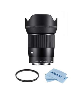 Sigma 23mm f/1.4 Dc Dn Contemporary Lens for Sony E Bundle with 52mm Multi Coated Uv Filter, Microfiber Cleaning Cloth