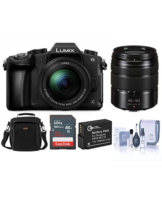 Panasonic Lumix Dmc-G85 Mirrorless Camera with 12-60mm f/3.5-5.6 Lens, Bundle with 45-150mm f/4.0-5.6 Lens, Black, 32GB Uhs-i Sdhc Memory Card, Should