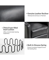 Josefa Genuine Leather Upholstered Swivel Rocker Recliner