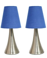 Creekwood Home 11.42" Metal Chic and Contemporary Duo Mini Touch Table Lamp Set