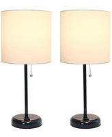 Creekwood Home 19.5" Metal Oslo Contemporary Bedside Duo Table Lamp Set