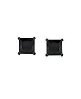 Bling Jewelry Set of 2 Square Cz Stud Earrings Silver Black Plated Secure Screw Back