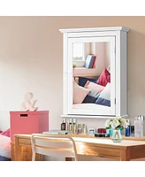 Gymax Bathroom Mirror Cabinet Wall Mounted Adjustable Shelf Medicine Storage White