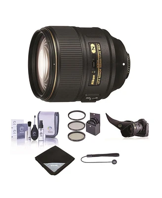 Nikon Nikon Af-s Nikkor 105mm f/1.4E Ed Telephoto Lens - Bundle with 82mm Filter Kit, Flex Lens Shade, Cleaning Kit, Lens Wrap (15x15), Cap Leash