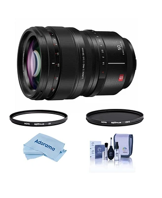 Panasonic Lumix S Pro 50mm f/1.4 Lens for L Mount, Bundle with Hoya Nxt Plus 77mm Uv+Cpl Filter Kit, Cleaning Kit, Cleaning Cloth